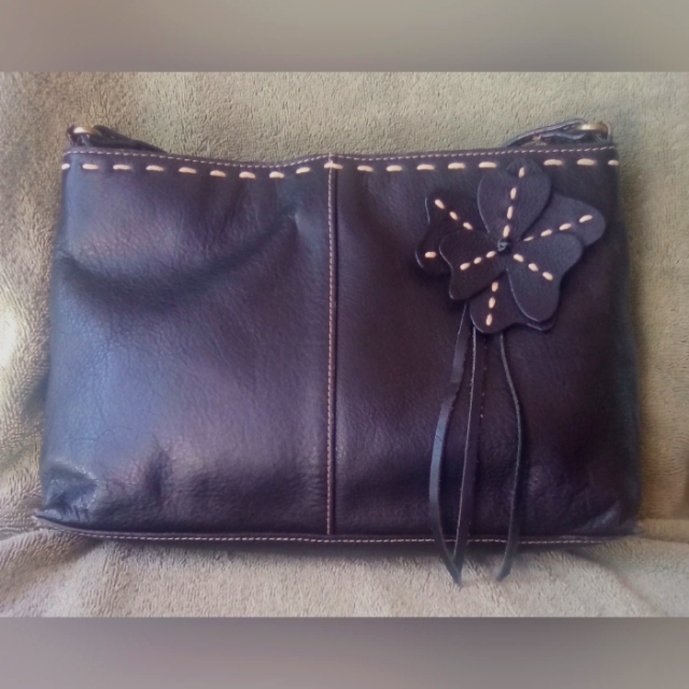 Preston & York Black Leather Shoulder Bag/Purse